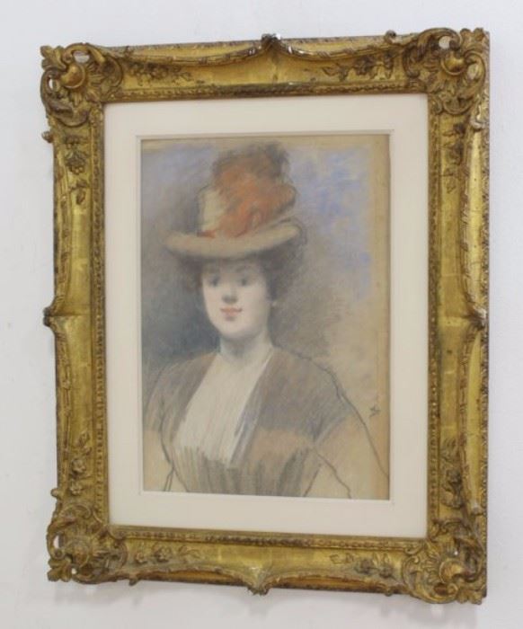 Lot 476: Jean-Louis Forain, "Portrait of a Woman"