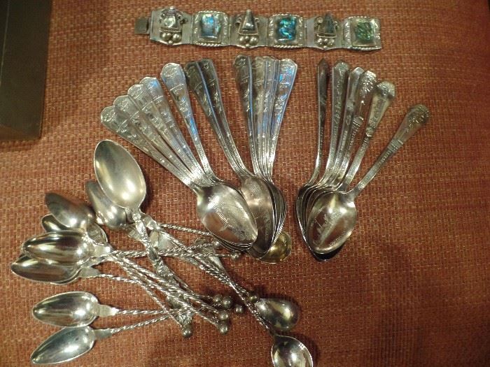 Sterling spoons and silver plate 1933 Worlds Fair spoons
