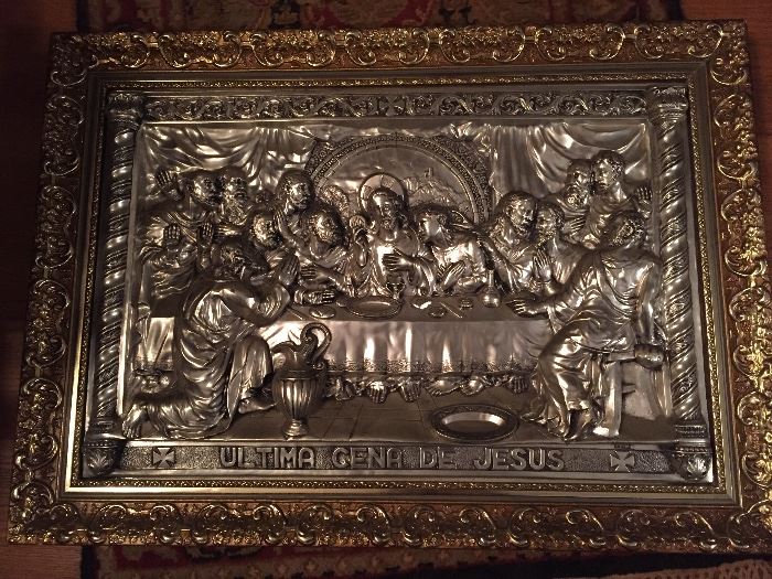 Silver plated wall hanging "Last Supper" metal art.  GORGEOUS!!!