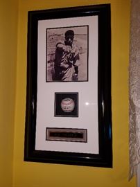 Signed Joe DiMaggio photo with ball