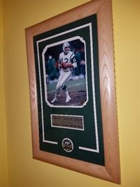 Joe Namath portrait in Jets green mat