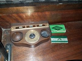 Victrola VV8-30 cabinet phonograph with built-in speaker, spare needles and two binders of records