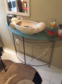 HALF MOON GLASS & METAL TABLE