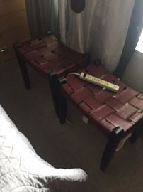 LEATHER WOVEN STOOL-SET OF 2