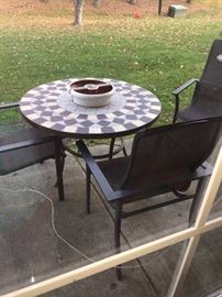TILE TOP ROUND PATIO TABLE WITH 4 CHAIRS