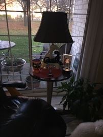 ROUND SIDE TABLE AND LAMP