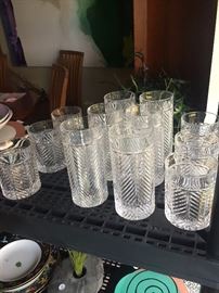 RALPH LAUREN CRYSTAL HERRINGBONE GLASSWARE
