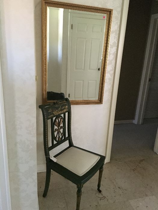 LaBarge Mirror, Antique Italian chair