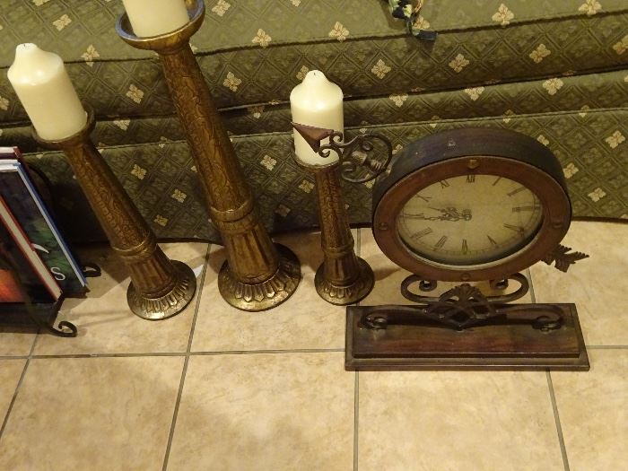 clocks and candle holders