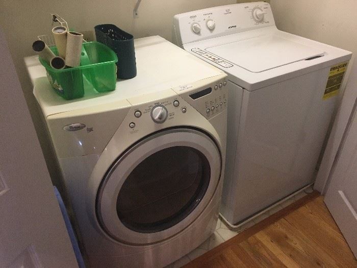 Whirlpool Duet Dryer and Hotpoint Washer. Whirlpool Duet from July 2008, model# WED9200SQ1, serial# MW3042933. Hotpoint top-loading washer from 2003, model# HSWP1000M4WW, serial# FF184154H