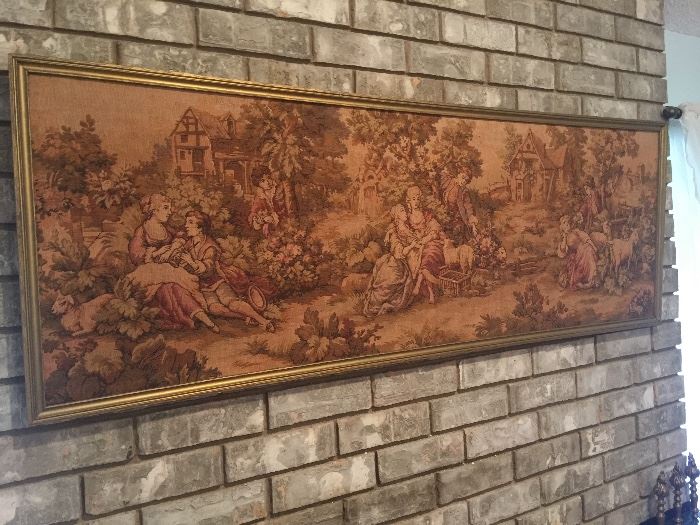 Antique framed tapestry