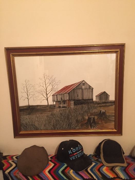 Herbert Weintraub "The Barn" Watercolor Painting  Original 