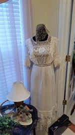 antique wedding dress and veil, dating back to early 1910