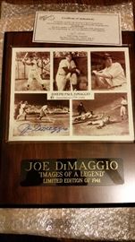 huge collection of baseball memorabilia, signed card of joe dimaggio
