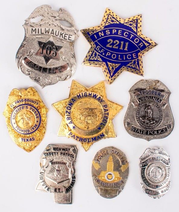 Lot 288 - Awards (8) Vintage Law Enforcement Badges