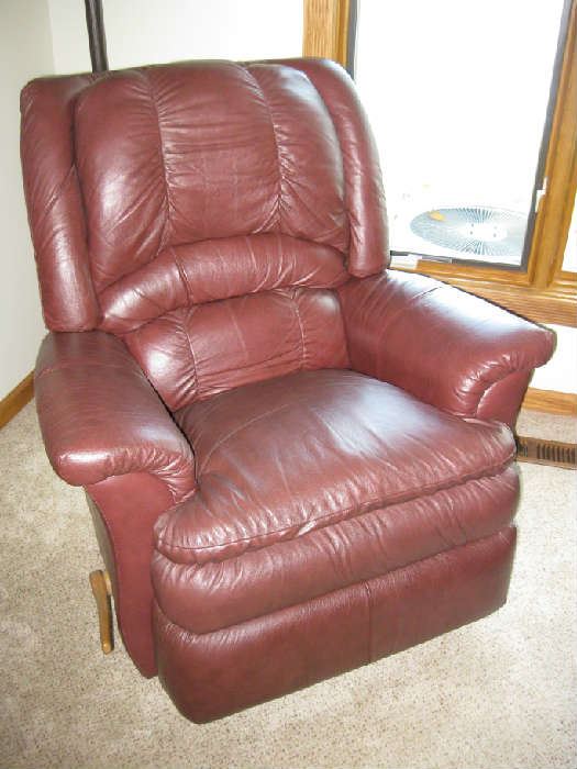Dark burgundy recliner leather