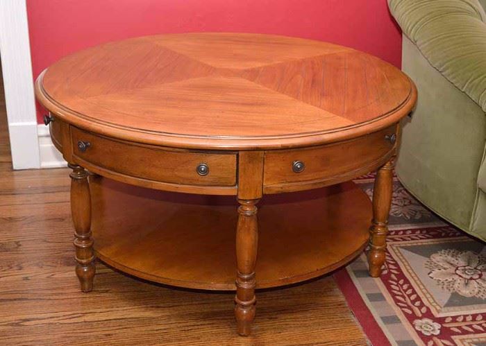 Round Wood Cocktail/Coffee Table with Drawers from Walter E. Smithe