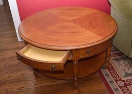 Round Wood Cocktail/Coffee Table with Drawers from Walter E. Smithe