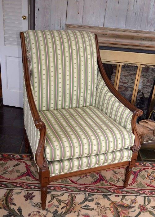 Triton Chair, Pink & Green Striped Upholstery, from Walter E. Smithe