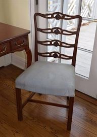 Wood Side Chairs with Upholstered Seats & Carved Details