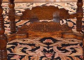 Detail of Antique Oak Wood Table 