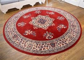 Round Area Rug with Red Background