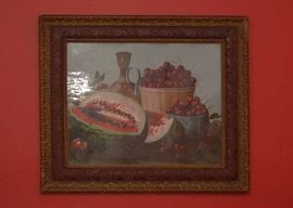 Framed Still Life Print, Cherries & Watermelon