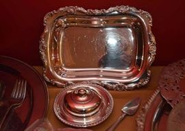 Silverplate Butter Dish & Serving Pieces