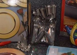 Stainless Flatware, Salt & Pepper Shakers