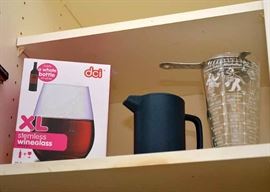 Stemless Wine Glass, Cocktail Shaker