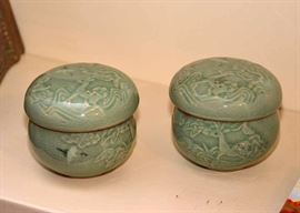 Asian Trinket Boxes, Celadon Glaze 