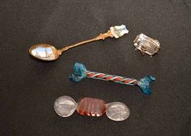 Murano Glass Candy Figurines, Crystal Treasure Chest Figure, Collector Spoon
