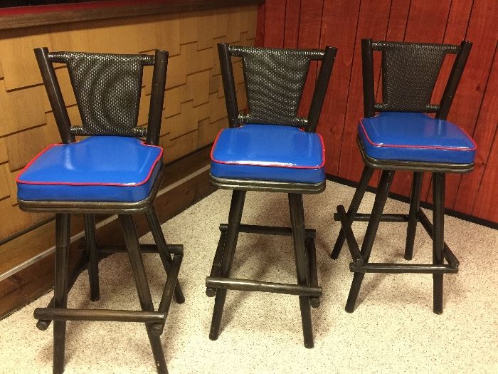 Trio of vintage bar stools