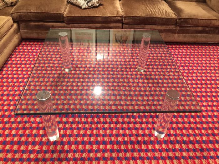 Vintage glass and lucite coffee table