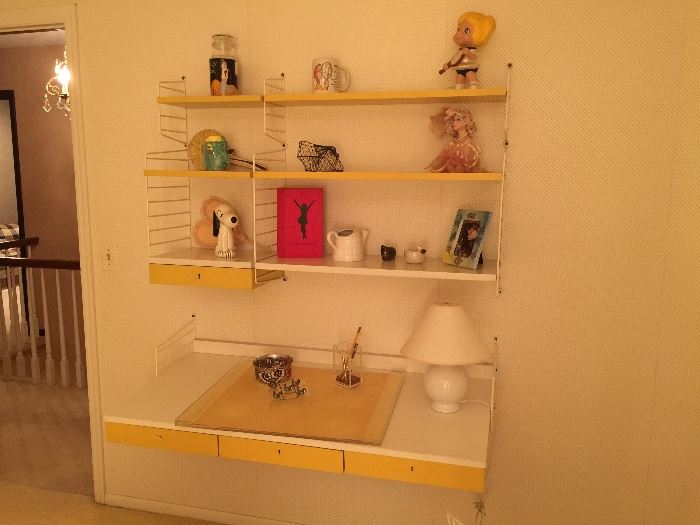 Vintage formica and wire desk and shelving