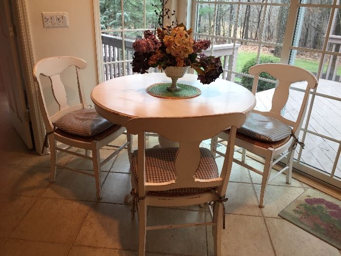 Kitchen table and chairs distressed with leaf