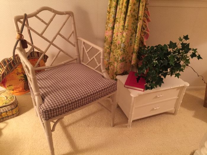 Rattan style accent chair and side table