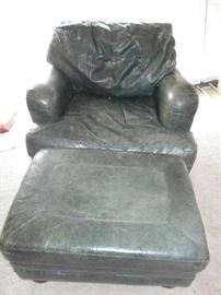 COMFY LEATHER CHAIR AND OTTOMAN