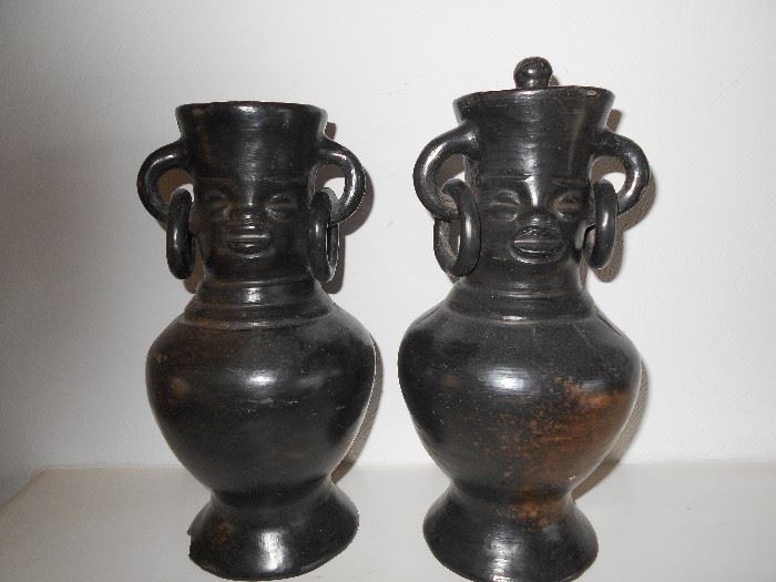 CLAY AFRICAN ? VASES.VERY COOL!!!