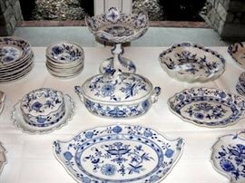 Large Collection of Meissen Porcelain Blue Onion Pattern