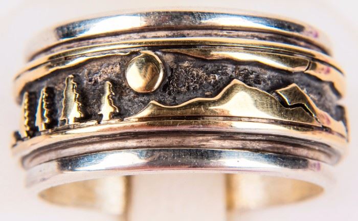 Lot 295 - Jewelry Sterling Silver & 14kt Gold Bryan Ring