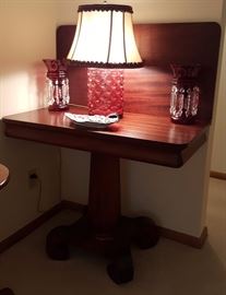 Empire Game Table and Fenton Thumbprint Lamp