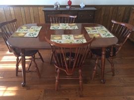 Pennsylvania House Solid Cherry Dining Table with 3 Leaves and 4 Windsor Style Chairs