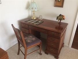 Pennsylvania House Chippendale Style Cherry Desk, Pennsylvania House Cherry with Tapestry Seat Chair