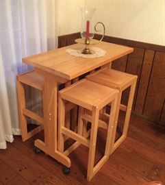 Butcher Block Tall Table and Stools