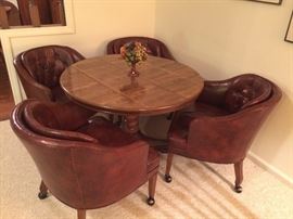 Vintage Round Table and 4 Leather Pub Chairs