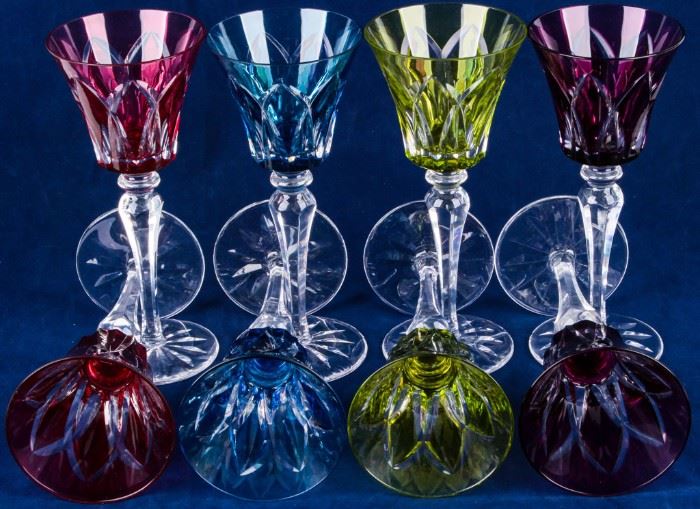 Lot 8 - St Louis France Crystal Stemware Wine Glasses