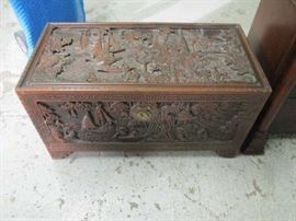 CHINESE CARVED MAHOGANY WEDDING CHEST