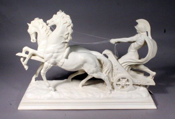 A. Santini Ben Hur Roman Chariot Resin Sculpture, 22" x 16" x 8"