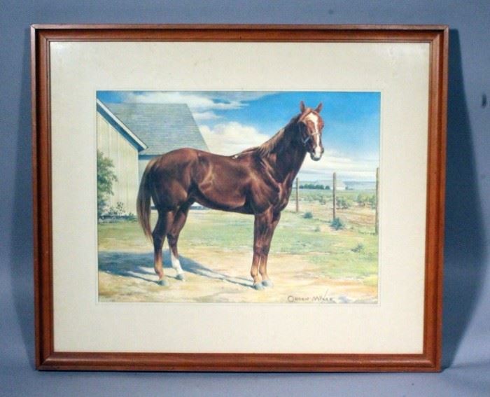 Orren Mixer (1920-2008, American) "Traveler 1885-1910" Framed Matted Print, 25.5" x 21.5"